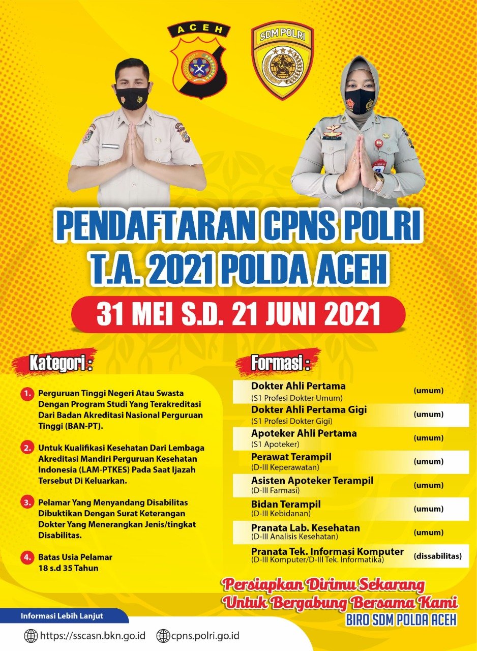 Polda Aceh Buka Pendaftaran CPNS Polri