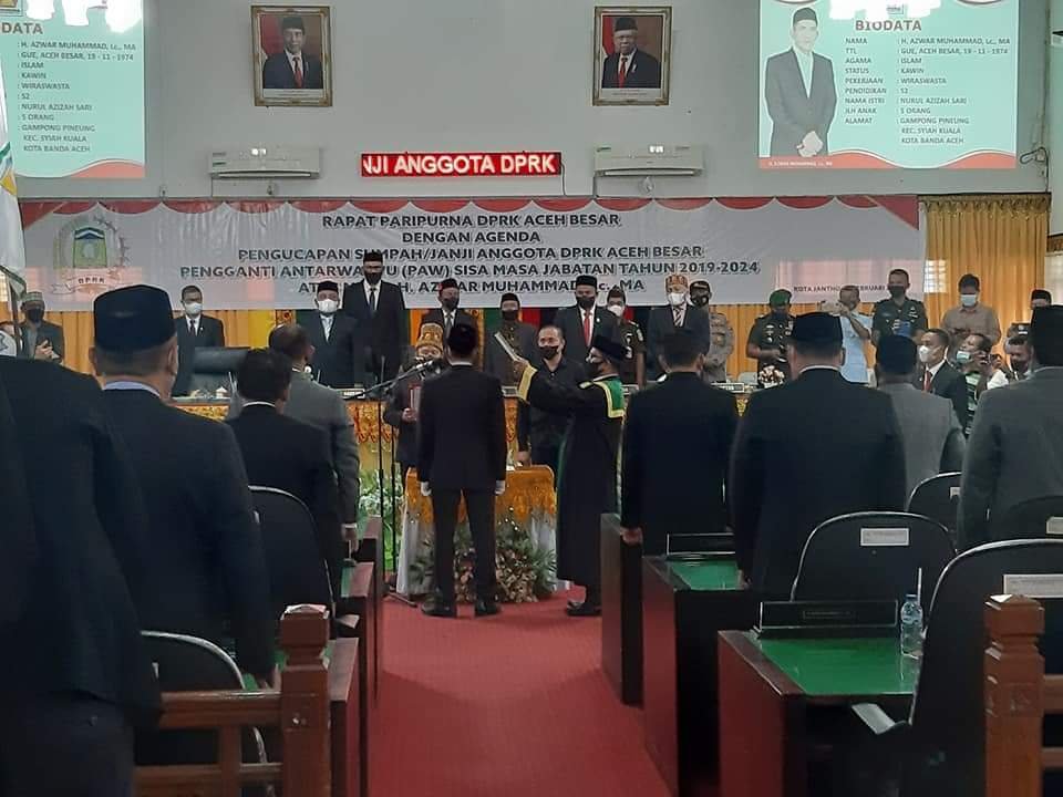 PAW Anggota DPRK Aceh Besar Dilakukan Pengucapan Sumpah 1 FB IMG 1644817580211