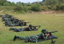 Personel Lanud SIM Laksanakan Latihan Menembak Triwulan Empat