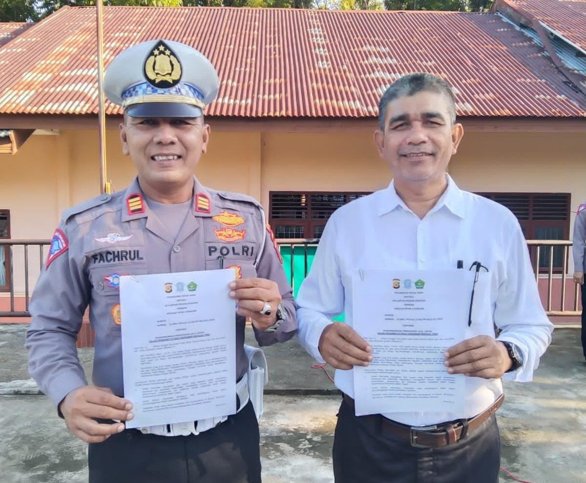 Satlantas dan MTsN 5 Bireuen Teken MoU Patroli Keamanan Sekolah