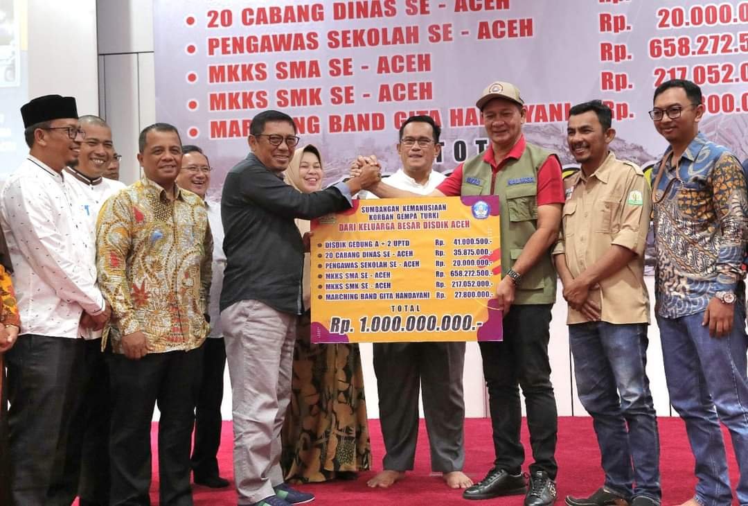 Peduli Korban Gempa Turkiye Keluarga Besar Disdik Aceh Sumbang 1 Miliar Lebih
