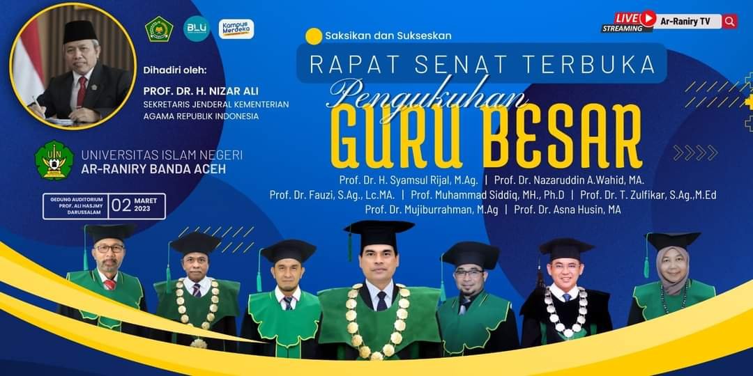 Maret, Sekjend Kemenag RI Akan Kukuhkan Guru Besar UIN Ar-Raniry