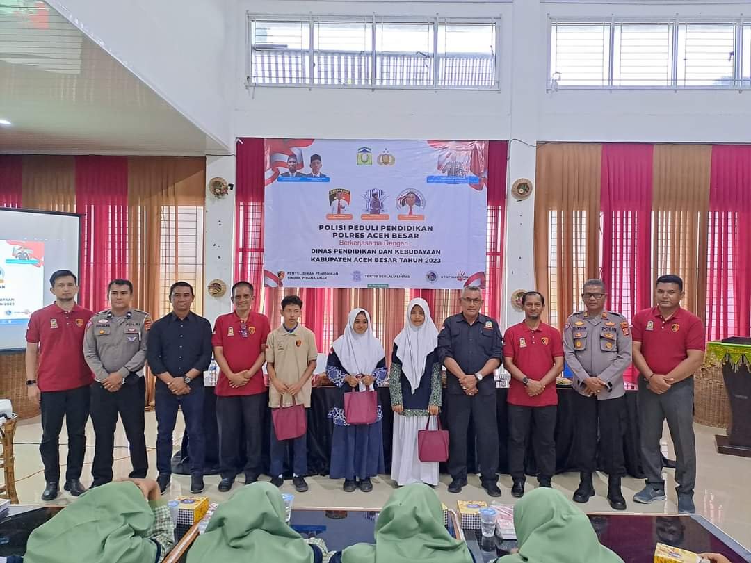 Polres bersama Disdikbud Aceh Besar Bina Duta Pelajar Bebas Narkotika dan Tertib Lalu Lintas