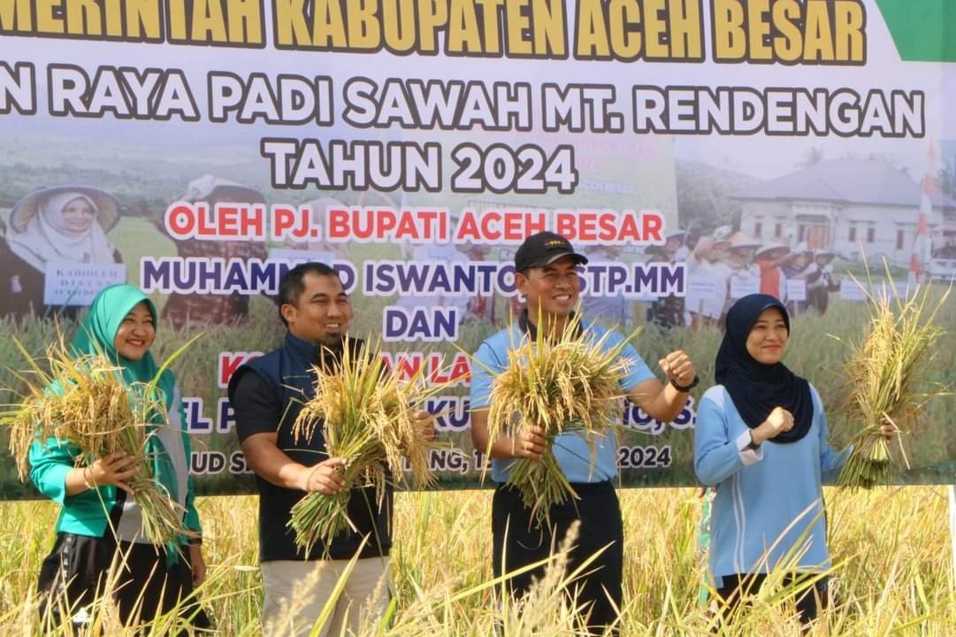 Danlanud SIM bersama Pj Bupati Aceh Besar Panen Raya Padi MT Rendengan 2024