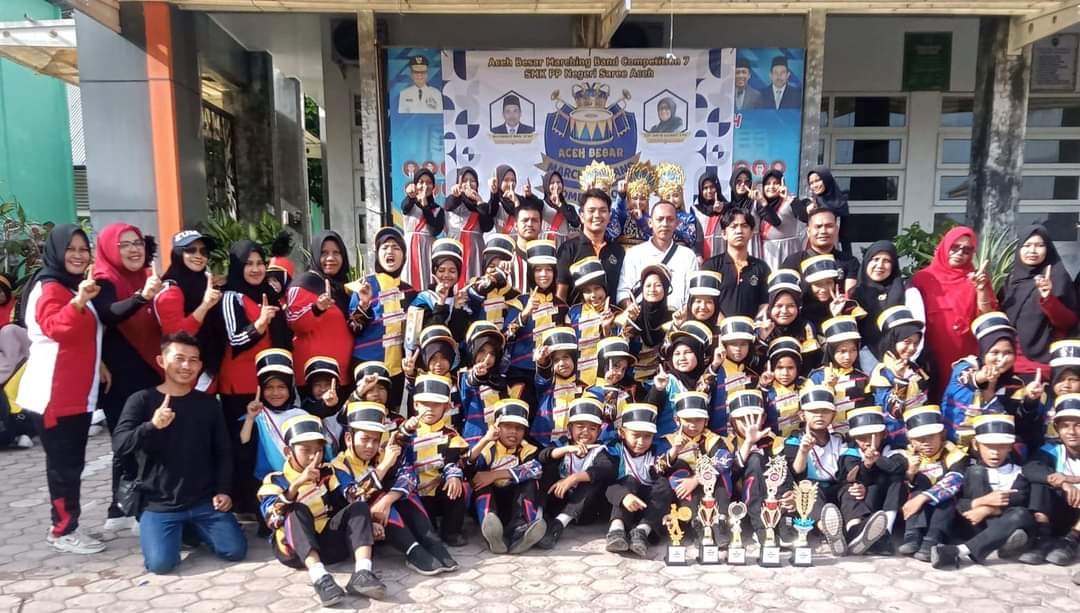 Keren! SDN1 Lambheu Sabet Juara Umum Divisi SD pada Aceh Besar Marching Band Competition ke 7 Tahun 2024