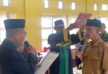 Camat Peukan Bada Lantik Pj Keuchik Gampong Pulo Bunta