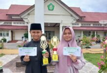 Inspiratif! Naura dan Waliyul adalah Kakak Beradik Asal Simpang Tiga Raih Juara 1 Khat Hiasan Mushaf di FASI XI Pidie